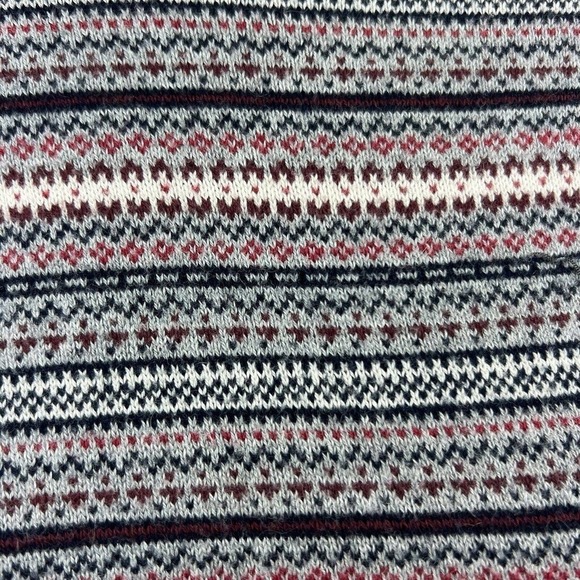 LL Bean Gray Fair Isle Turtleneck Sweater Size L Cotton Cashmere blend - Picture 12 of 12
